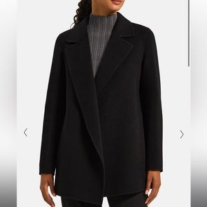 Theory Wool Cashmere Open Front Collared Coat